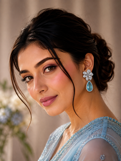 Crystal Blue Bloom Earrings