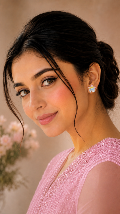 Rainbow Star Bow Earrings