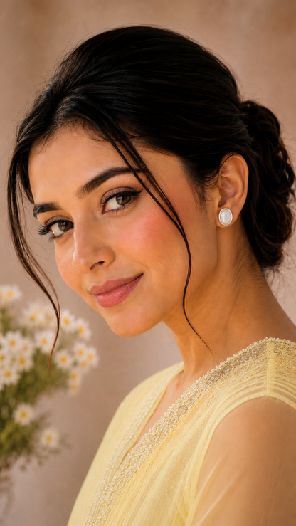 Classic Oval Pearl-Effect Stud Earrings