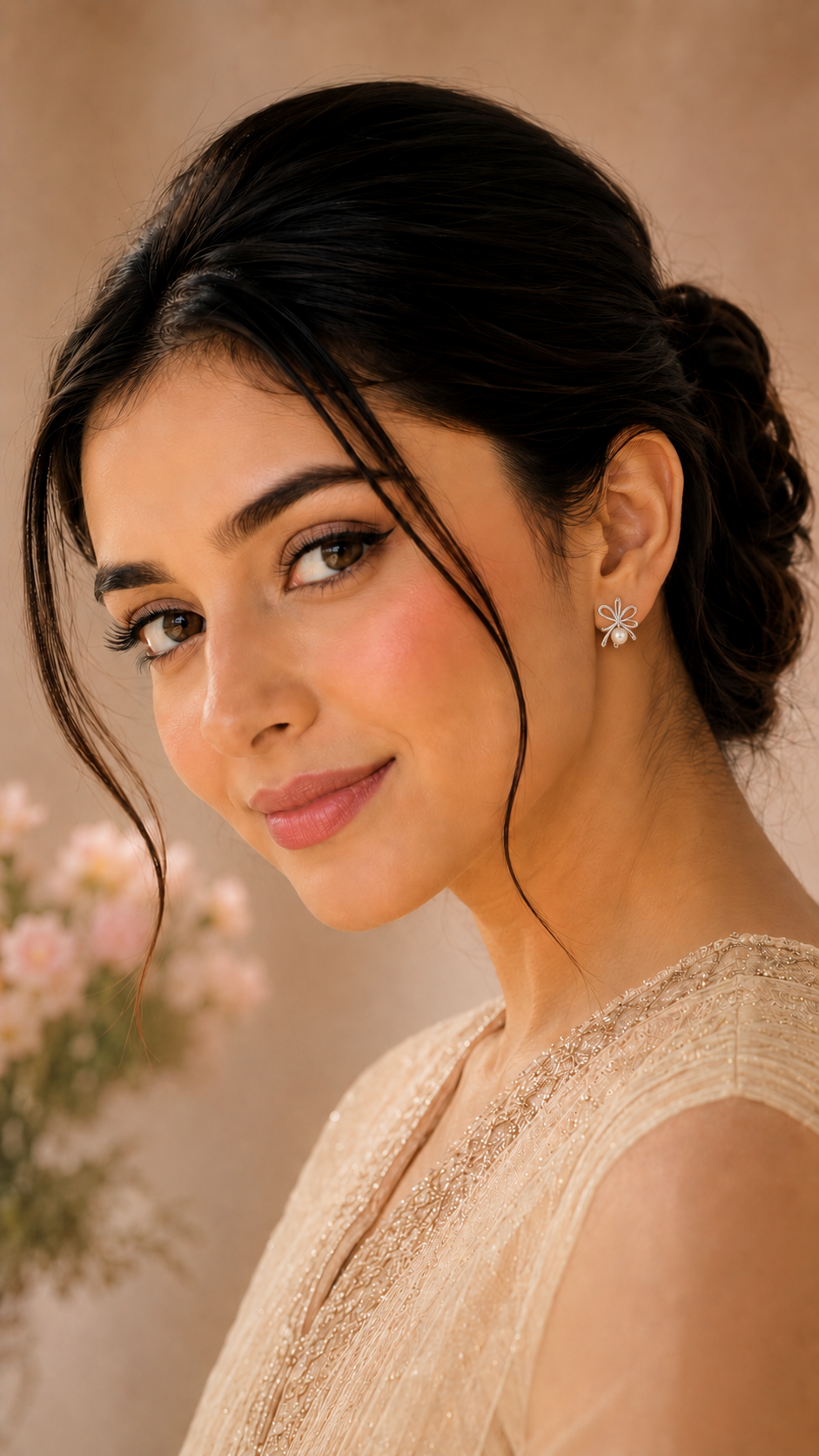 Unique Silver Bow Pearl Earrings