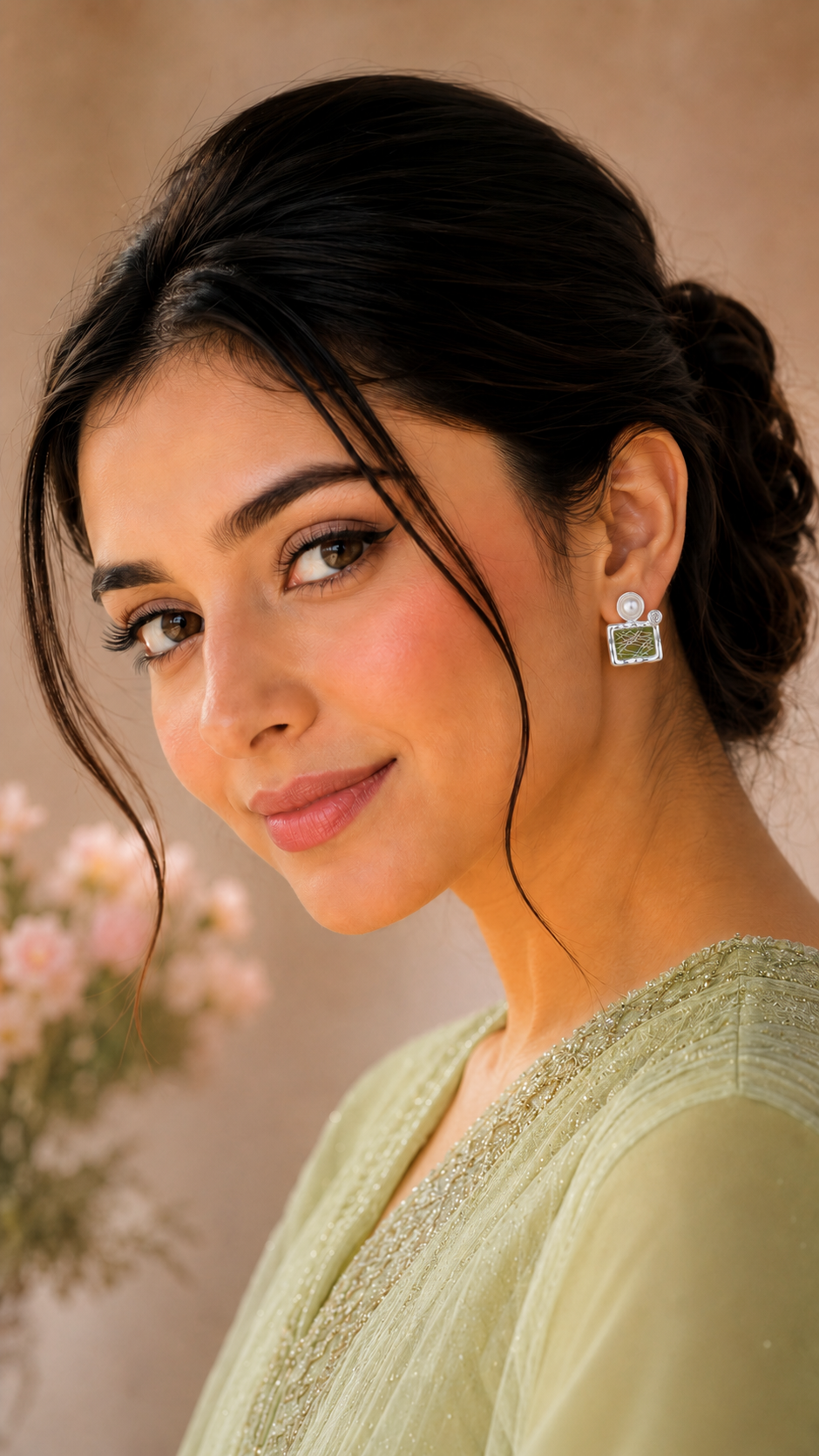 Modern Green Mosaic Earrings