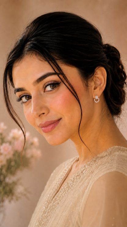 Pearl & Crystal Circle Stud Earrings