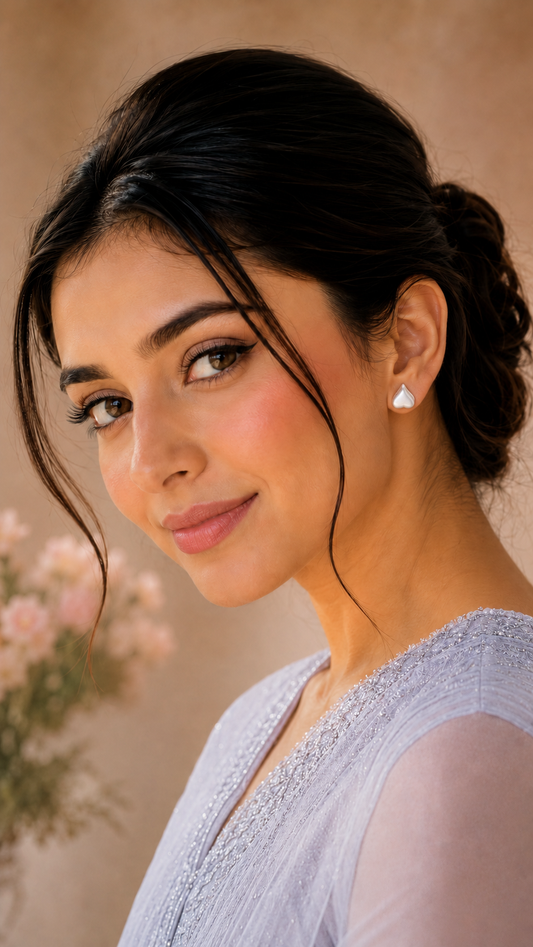 Matte Silver Heart Stud Earrings