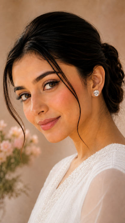 Silver Crystal Swirl Stud Earrings
