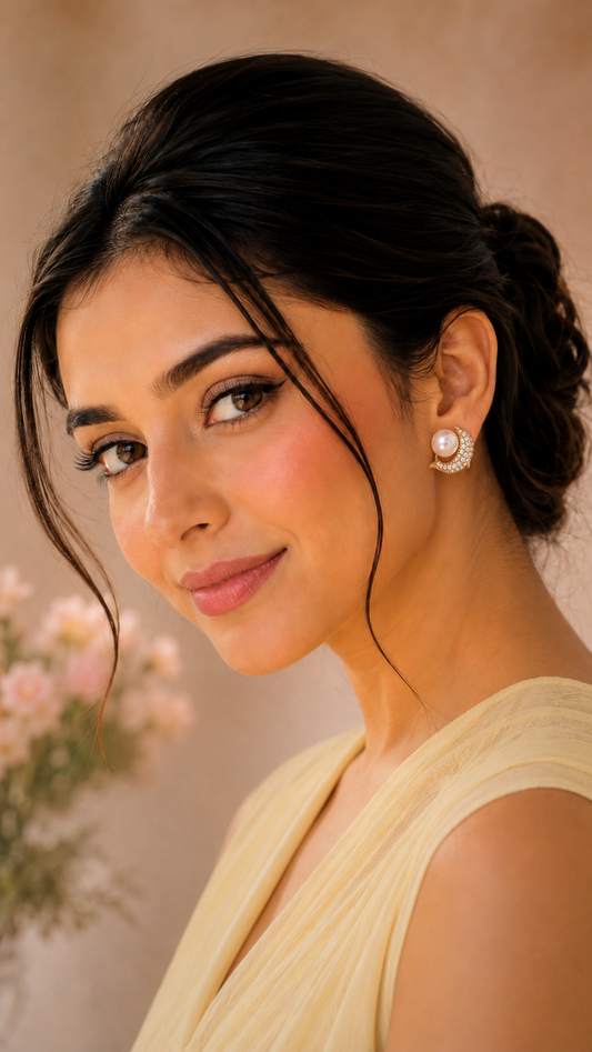 Celeste Pearl Crescent Studs