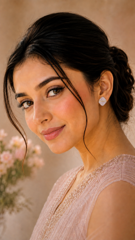 Marble Texture Gold Accent Stud Earrings