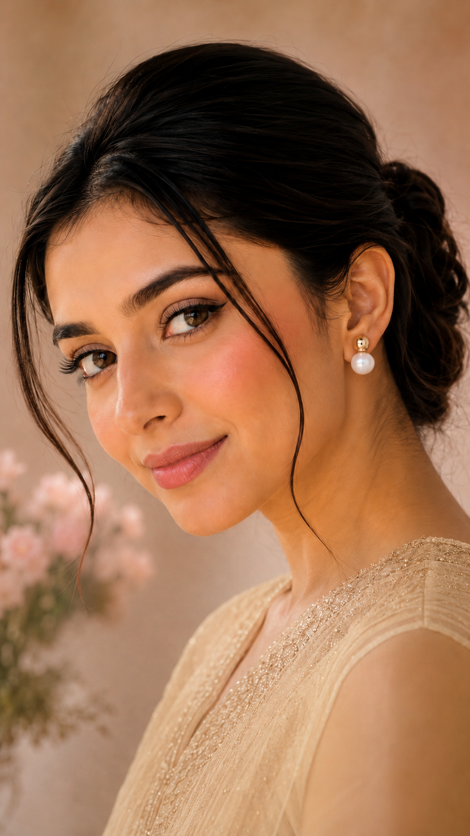 Gold and Pearl Duo Stud Earrings