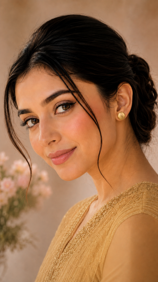 Matte Gold Round Stud Earrings