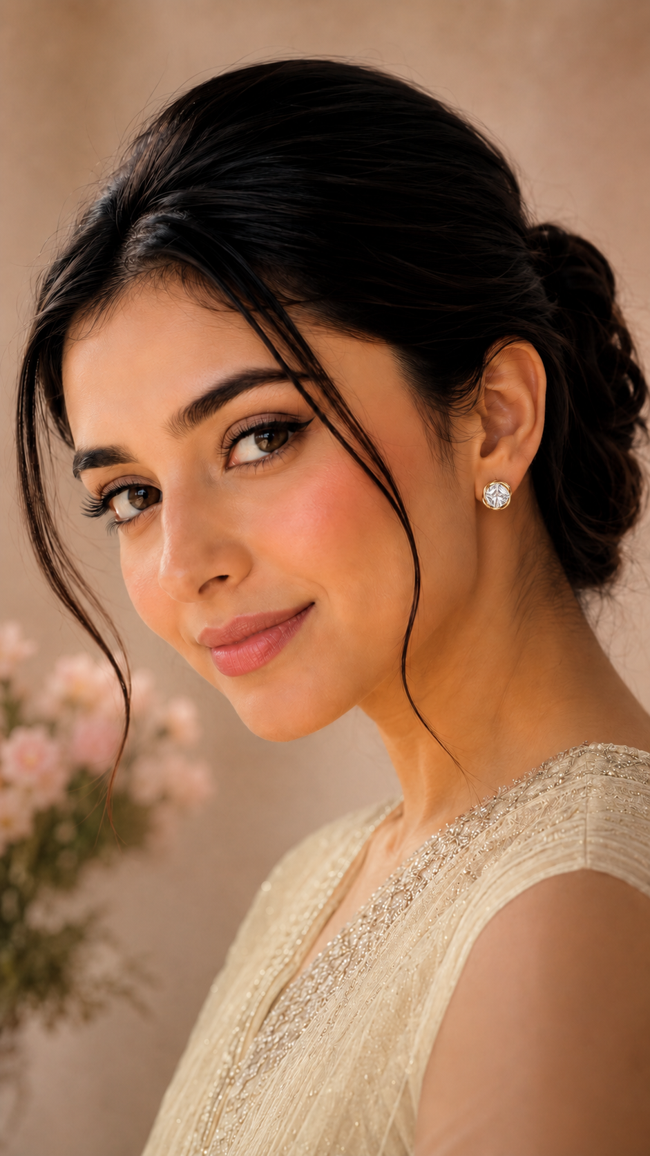 Gold Twisted Halo Crystal Stud Earrings
