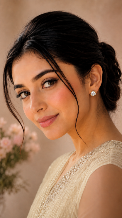Gold Twisted Halo Crystal Stud Earrings