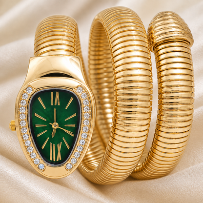 Close up of snake bracelet watch with detailed design