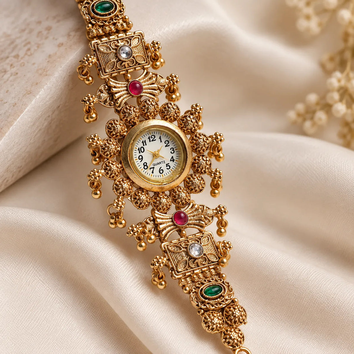 GC Premium Jewellery Kashmiri Watch Bracelet for Women - Elegant Floral Design Watch Bracelet