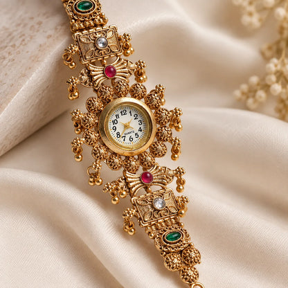 GC Premium Jewellery Kashmiri Watch Bracelet for Women - Elegant Floral Design Watch Bracelet