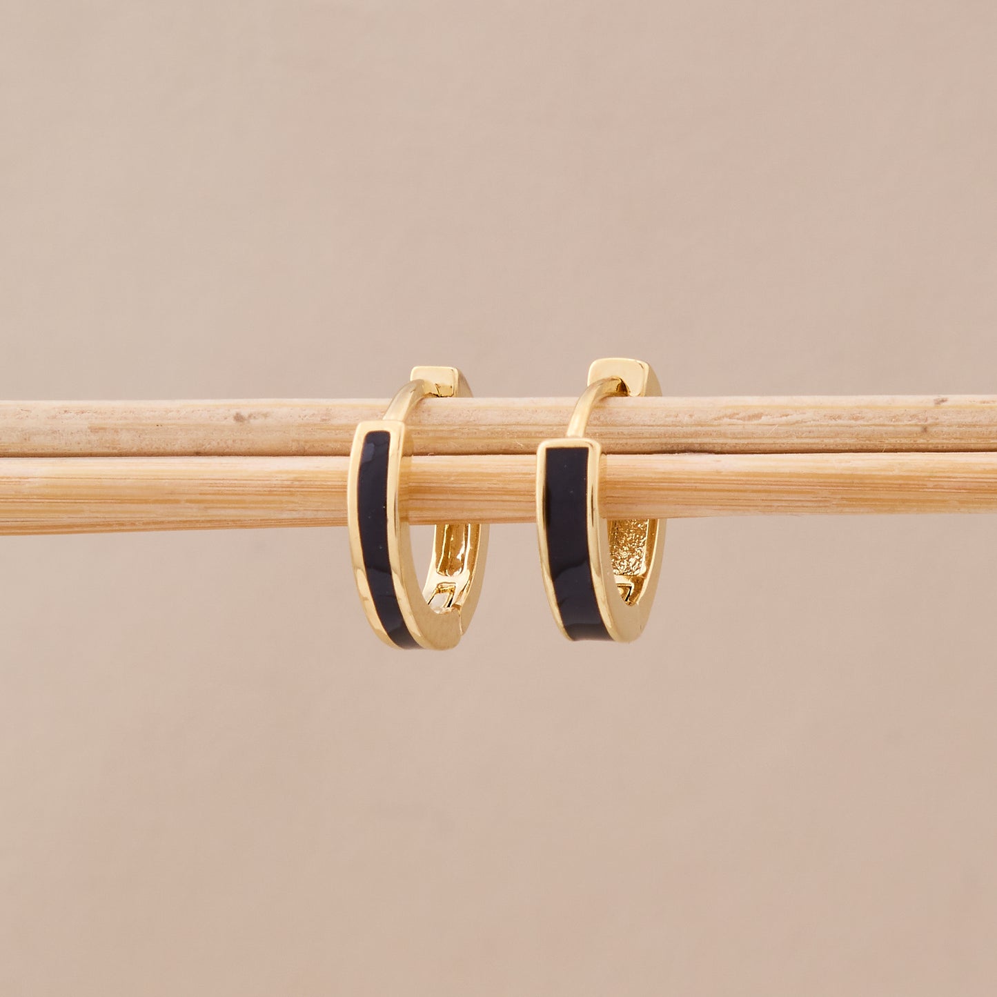 Gold Black Enamel Hoop Huggie