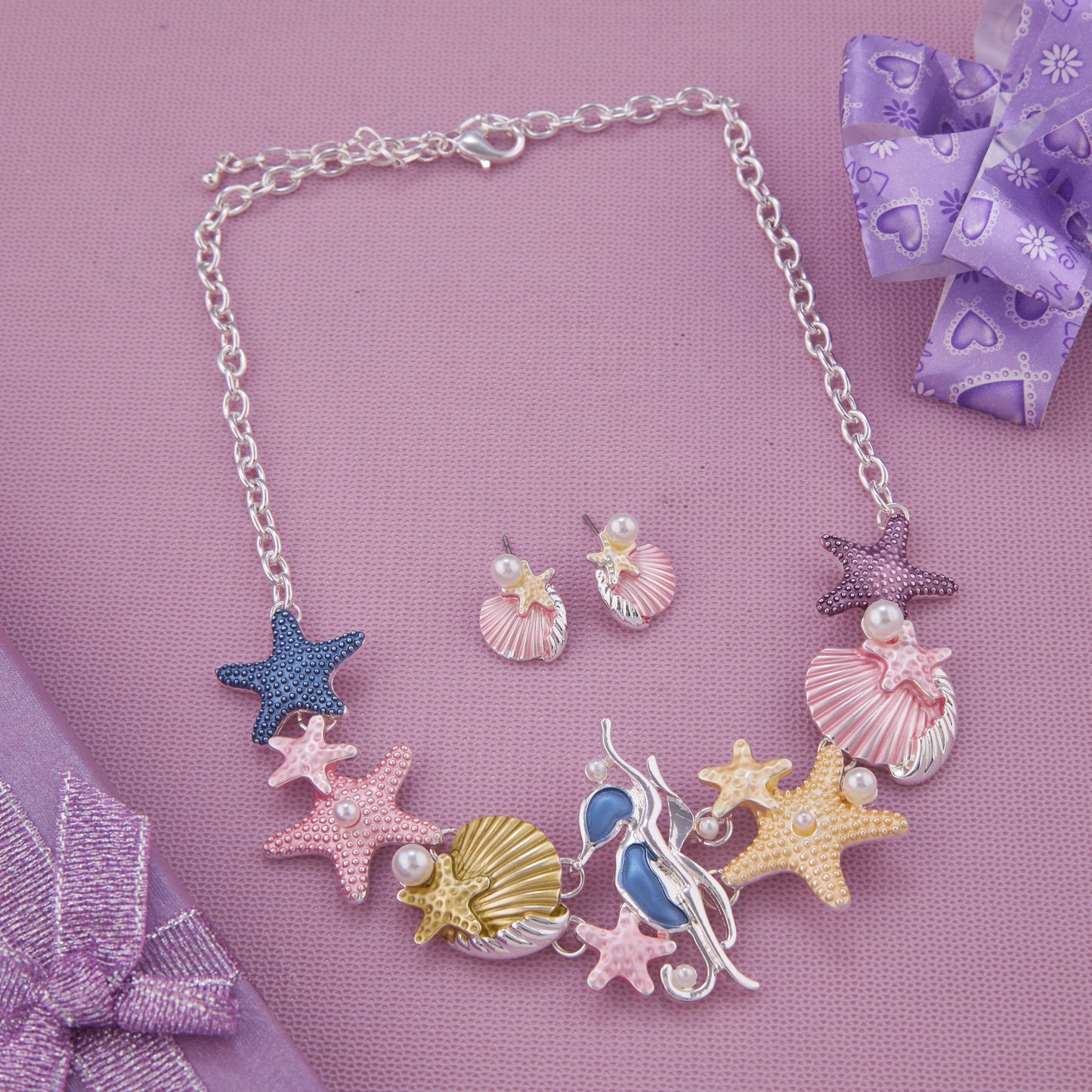 Lilac Handmade Necklace & Earrings Set – Elegant Artisan Jewelry