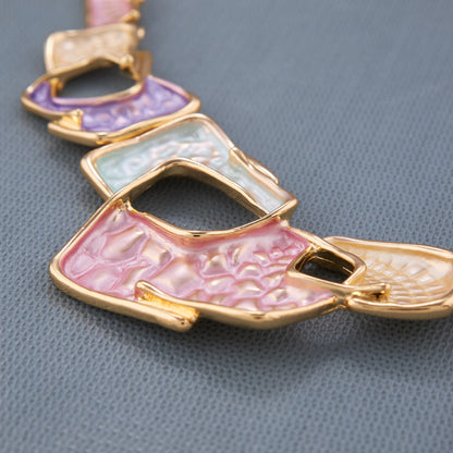 Pastel Geometric Necklace & Earrings Set – Artistic Elegance