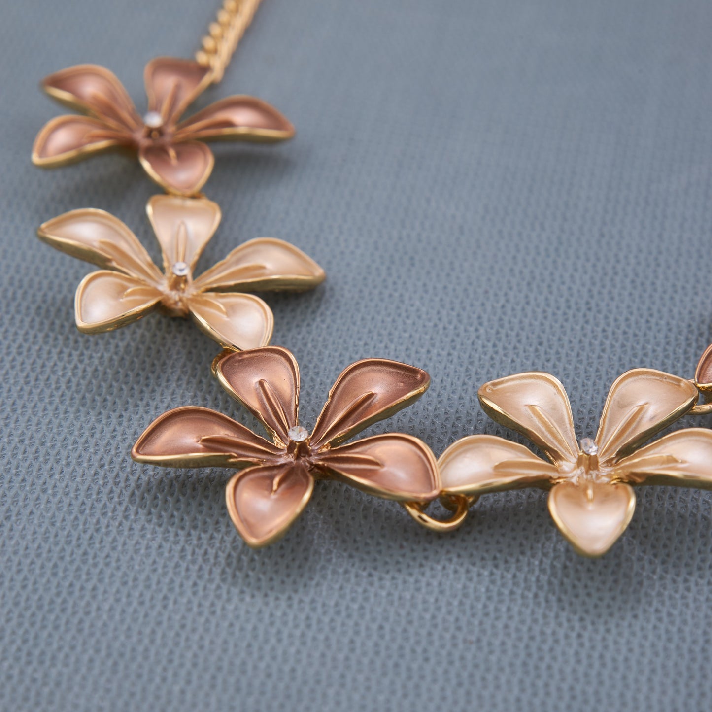 Elegant Floral Necklace Set in Gold Tone with Matching Earrings for Women