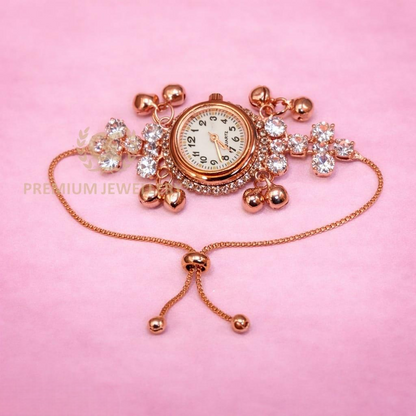 Designer Rose Gold Kashmiri Watch with American Diamonds