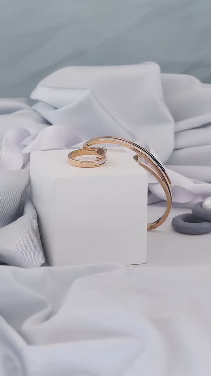 Rosegold Nail Studded Bracelet With Ring Combo For Girls And Women